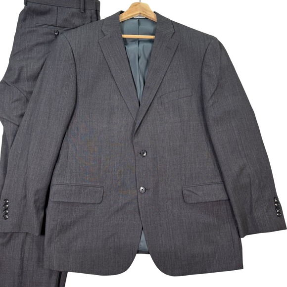Jos A Bank Other - JOS A BANK TRAVELER Mens Wool Suit 46R Dark Gray Tailored Fit Pants 38x28 Casual